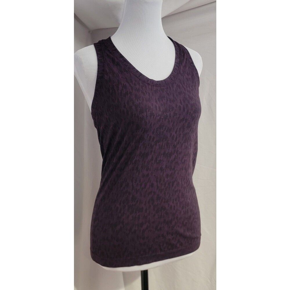 Athleta Momentum Womens XS racer back Tank Purple Black Yoga Gym Longer Style
